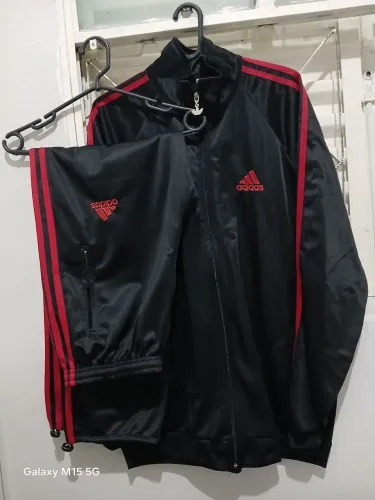 Conjunto Esportivo Masculino Adidas Preto Vermelho | Calça + Blusa | P M G GG