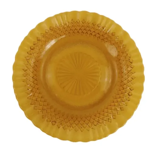 PRATO RASO VIDRO AMBAR VINTAGE - PEÇA ÚNICA - USADO 