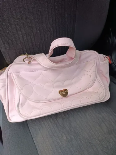 Bolsa Feminina Rosa com Corações - Linda e Conservada