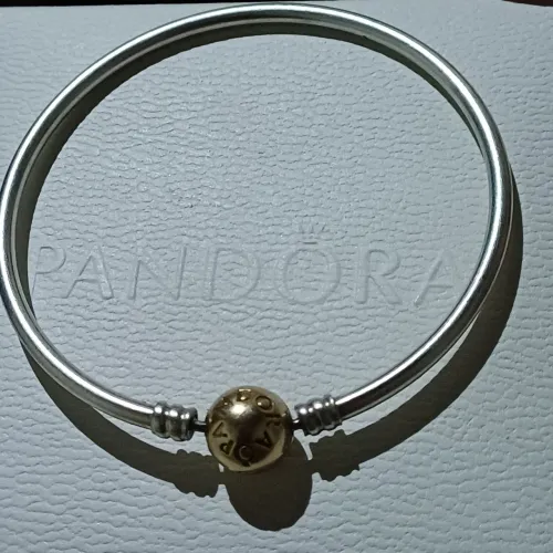 Pulseira pandora prata 925 e fecho ouro maciço 14k