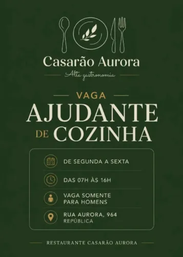 Vaga para Ajudante de Cozinha