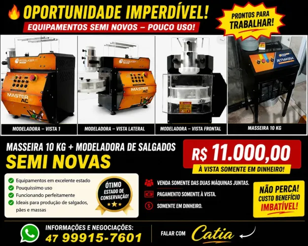Vendo maquina modeladora de salgado e masseira 10kg semi nova