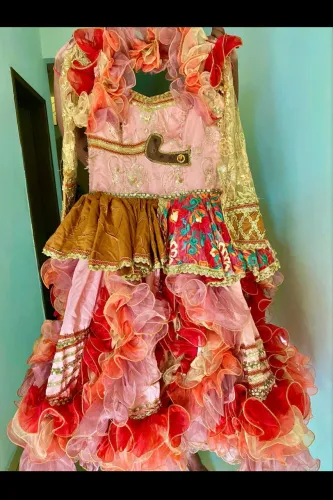 Vestidoo quadrilha rosa adulto