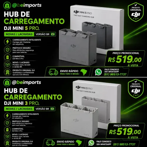 Hub de carregamento Baterias drone Dji Mini 3Pro/4Pro ( Em até 18x) Novas e Lacradas