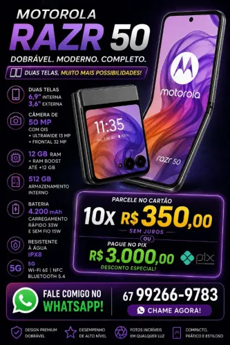 Celular Motorola RAZR 50 dobrável