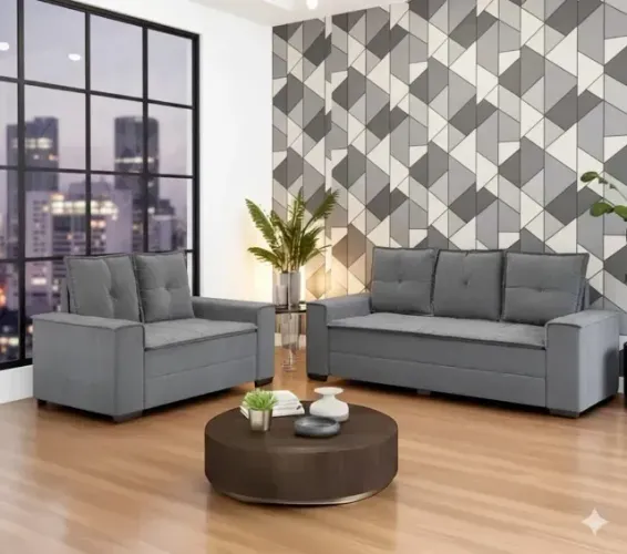 Sofá Barcelona Cinza 2 E 3 Lugares Promoção