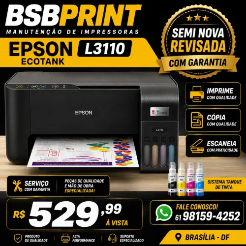 Epson L3110 Ecotank Completa | Semi Nova | Garantia BSB Print
