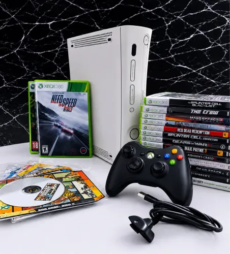 Xbox 360 Slim + Controle + Jogos - Completo