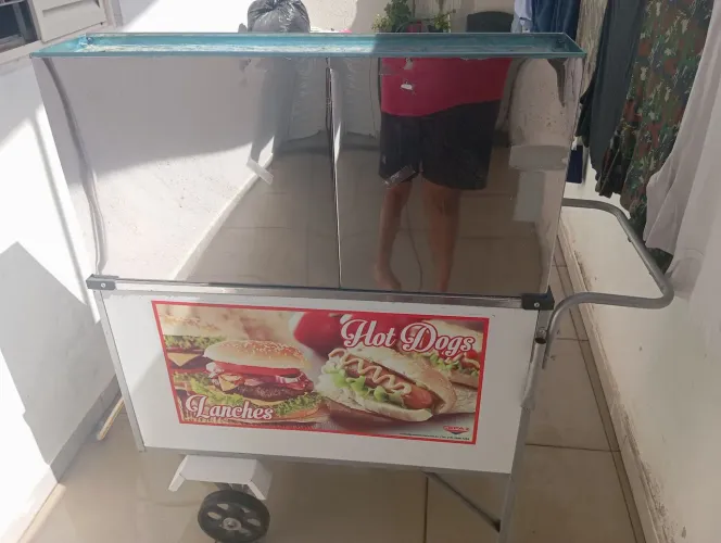 Carrinho de hot dog com chapa 