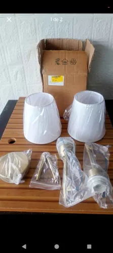Kit com 2 arandela cúpula tecido cru