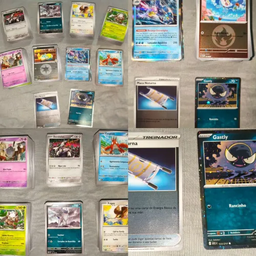 Conjunto de cartas pokémon com 742 unidades.