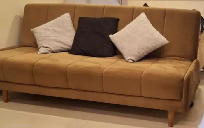 Sofá cama tecido  sued  cor café 