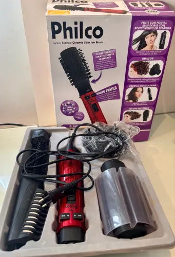 Escova Rotativa Philco Ceramic Spin Íon Brush 4 em 1