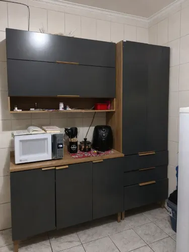 Armário de Cozinha 8 Portas e 3 Gavetas - Grafite - Bartira