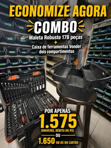 ECONOMIZE AGORA/ MALETA ROBUST 178PÇS/ Caixa de ferramenta 2 compartimentos