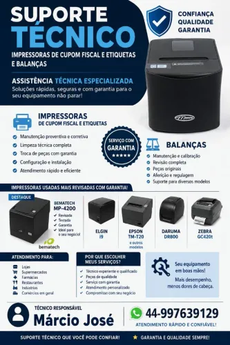 Manutenção venda e assistência técnica.