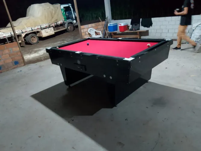 MESA DE BILHAR GAVETA 2,25 x 1,25 MDF 18 mm Preto Brilhante<br>