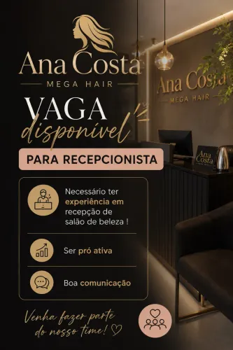 Vaga disponível recepcionista salão de beleza