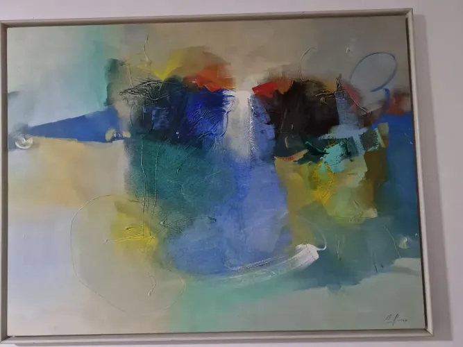 Tela pintada a mão abstrata vintage,1,25×95