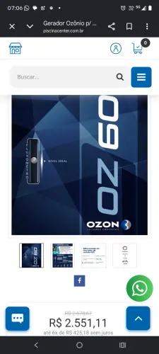 Gerador de ozônio para piscina