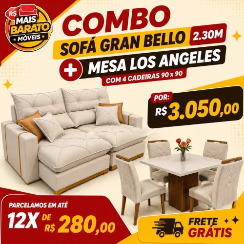 Combo sofá retrátil + mesa de jantar!