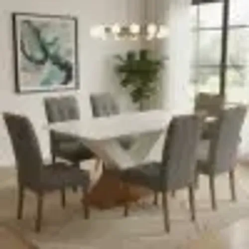 Mesa de Jantar Ana C/6 Cadeiras em Linho tt14 S