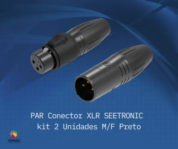 Par Conector XLR Seetronic 1 Macho, 1 Femea - Preto