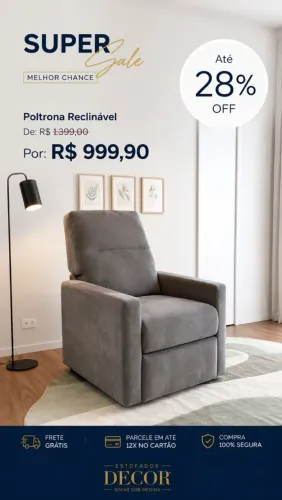 Poltrona reclinável do papai. Deixo na sua casa sem custo adicional.