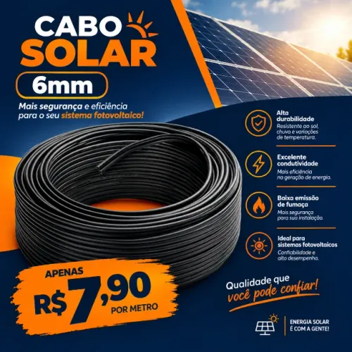 CABO SOLAR 6MM PRETO