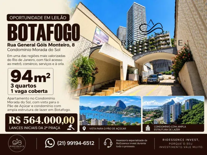 Apartamento à venda, 3 quartos, 1 vaga, Botafogo - Rio de Janeiro/RJ