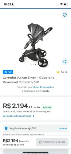 CARRINHO BB GALZERANO VuLKAN 360 Giro