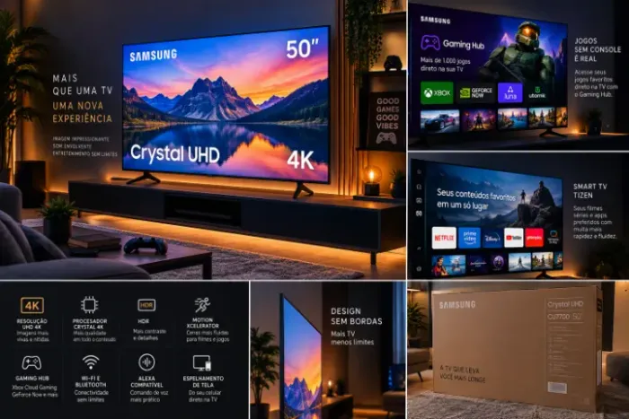 Samsung Crystal UHD 4K 50 CU7700 Estado de Nova Aceito Xbox Series S ou X