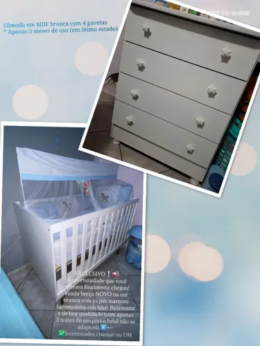 Cômoda infantil e berço bem conservados com apenas 3 meses de uso(cômoda)/berço(3 noites)