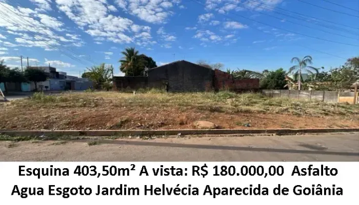 Leia a descrição: Esquina 403,50m² (Asfalto, Agua e Esgoto) Jardim Helvecia
