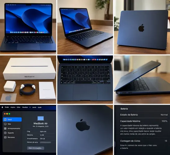 MacBook Air M4 13 Midnight | 16GB RAM | 256GB SSD | Nota Fiscal | Como Novo