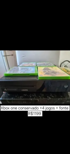 Xbox one + 4 jogos + fonte