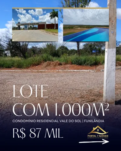 LOTE DE 1.000m² À VENDA EM CONDOMÍNIO FECHADO