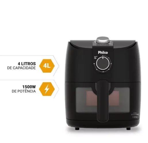 Air Fryer Philco 4L / 110V Revestimento Redstone 1500W PAF40A / NOVO