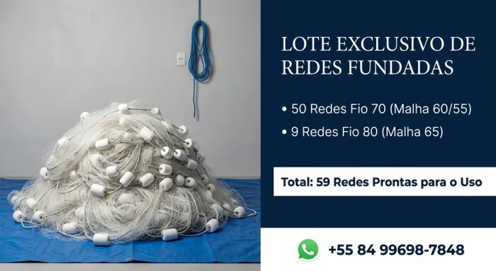 Rede Fundada para pescaria Nylon 70 e 80