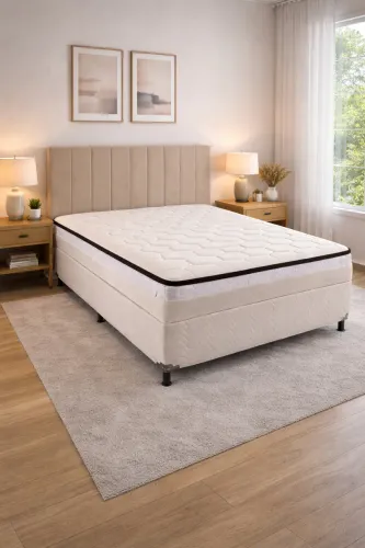 Cama Box Casal Baú + Colchão acoplado Soft Flex (Molas Ensacadas Individuais)