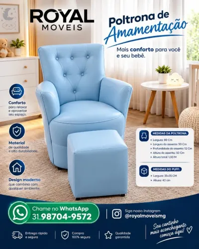 Poltrona Amamentação com Puff Várias Cores. Produto Novo Direto de Fábrica P/Sua Casa.