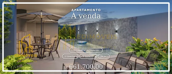 Seu novo lar: apartamento com 2 suítes em Coqueiral de Itaparica, perto da praia!