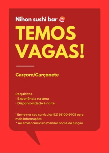 Vaga para atendente 
