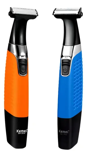Maquina Kemei Barbeador Km-1910 Usb A Prova Dágua Laranja 127/220v