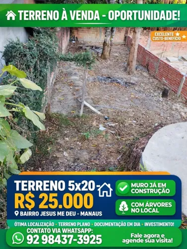 terreno 5x20 no valor de 25mil