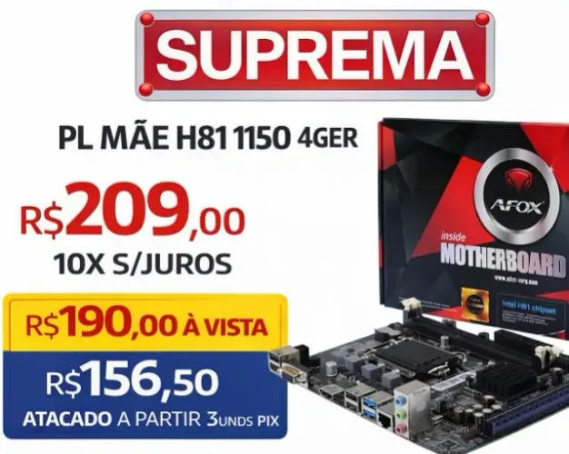PLACA MÃE H81 1150 4 GERAÇÃO M.2 DDR3 LACRADO ATACADO VAREJO