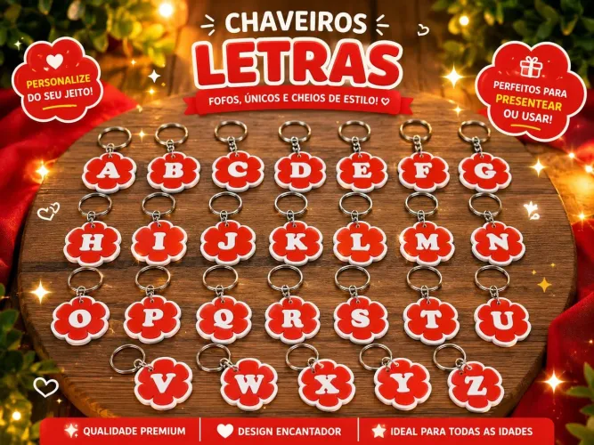 Chaveiro  personalizado em 3d com letra do nome.