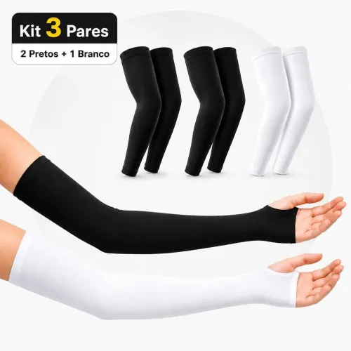 Kit Manguito Proteção Uv50+ Ciclismo Vôlei Esporte Moto Manga de Compressão