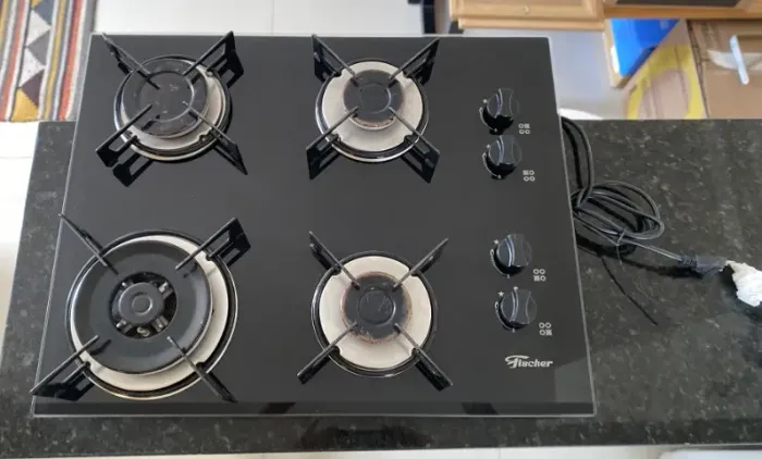 Fogão Cooktop 4 Bocas Fischer Mesa Vidro Preto