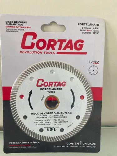Disco de corte diamantado porcelanato turbo CORTAG